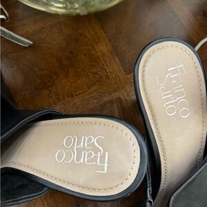 Franco Sarto Black Leather Slide Mules